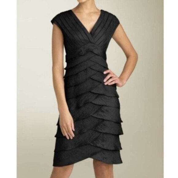 Adrianna Papell Black Tiered Formal Dress SZ 12 - Picture 2 of 7